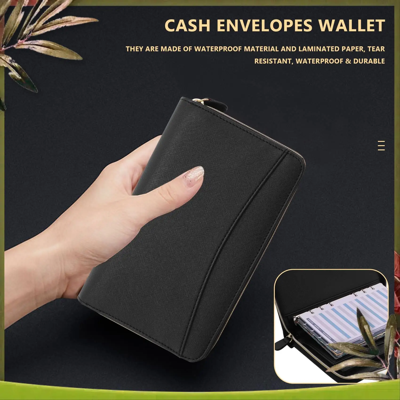 New-All-In-One Cash Envelopes Wallet System With 12 Budget Envelopes And 12 Budget Sheets For Financial Planner