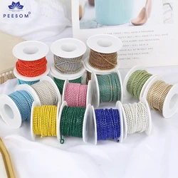 PEESOM SS6 2mm cam Opal renk dikiş suni elmas zincir Trim kristal yoğun elmas zincir Glitter kristal fincan zinciri DIY zanaat için