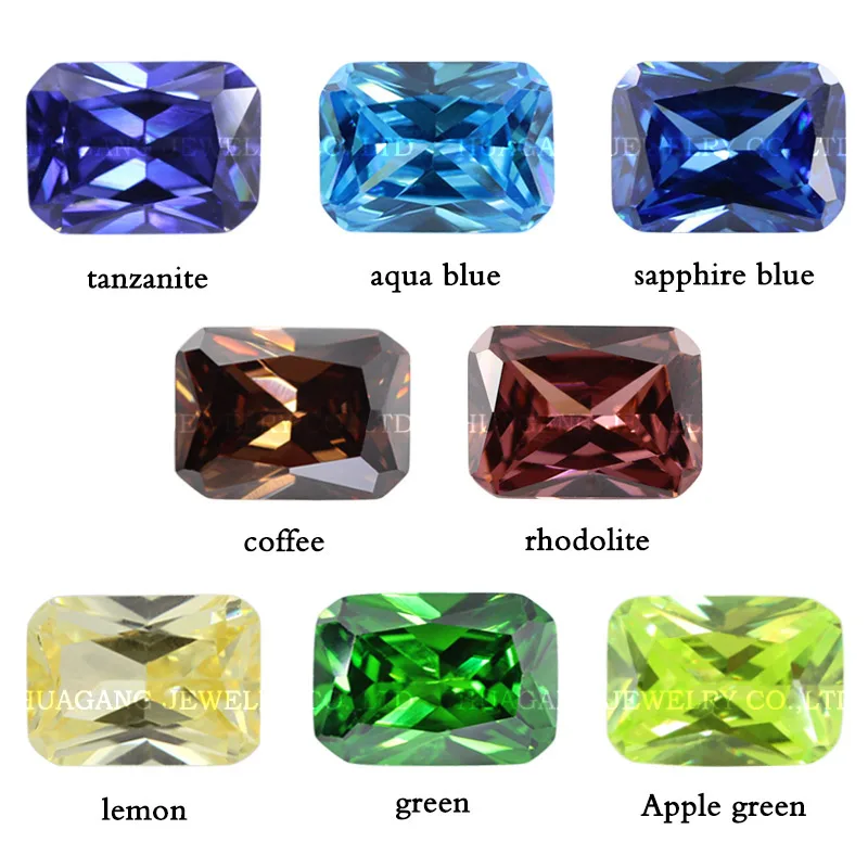 

5A Cubic Zirconia Stone Octangle Shape Blue Green applegreen Loose CZ Stones Synthetic Gems For Jewelry