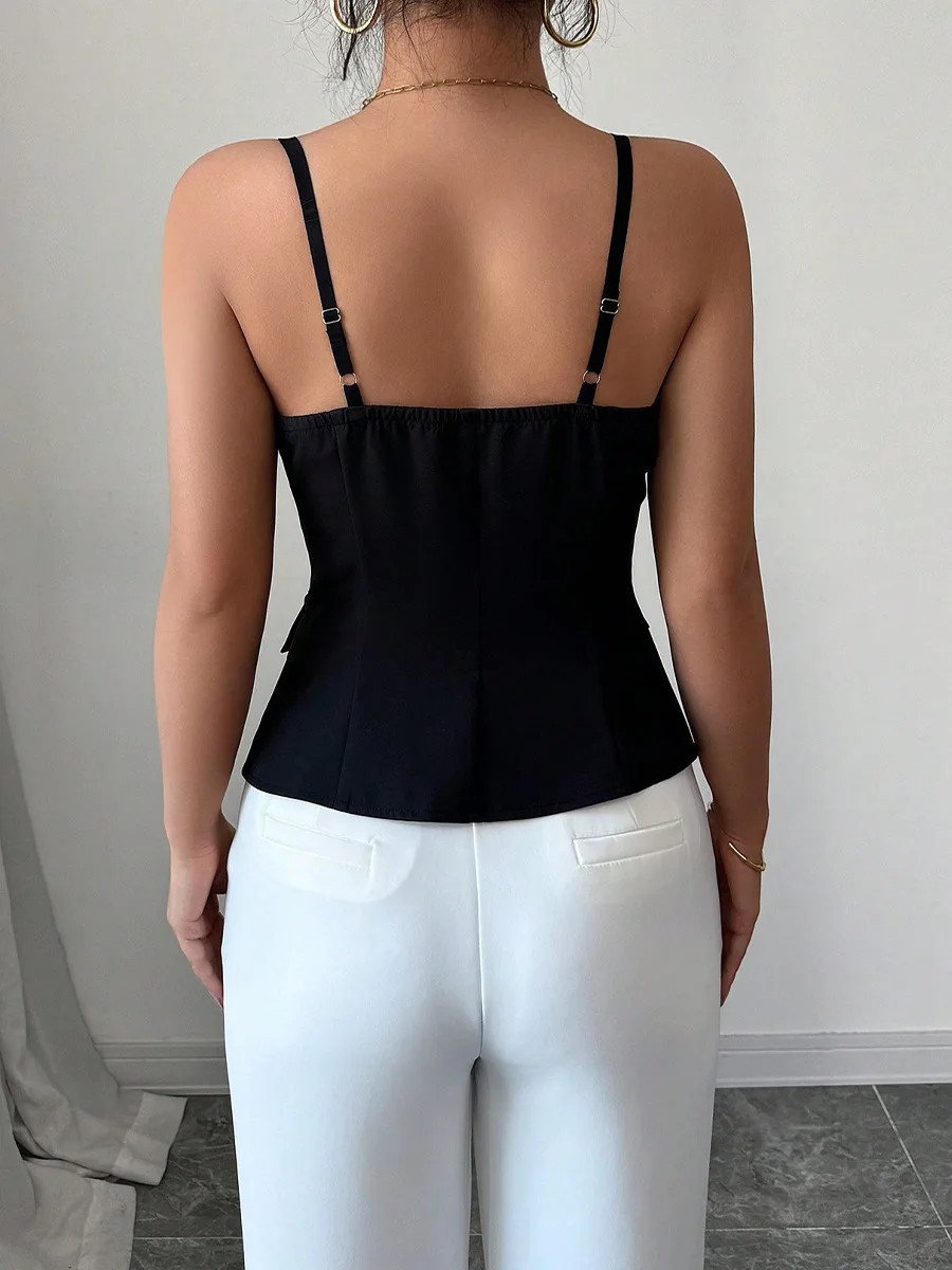 2025年夏 欧米風 キャミソール カーディガン スモールベストトップ - レディース服の新作トレンド