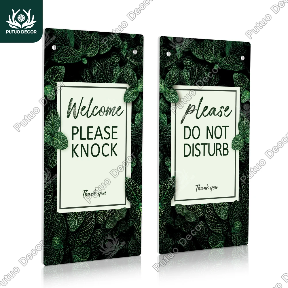 Декор Putuo, 1 шт., двусторонняя вывеска из ПВХ, добро пожаловать, пожалуйста, удар, не беспокойтесь, спасибо, табличка на входную дверь дома, Офисная студия