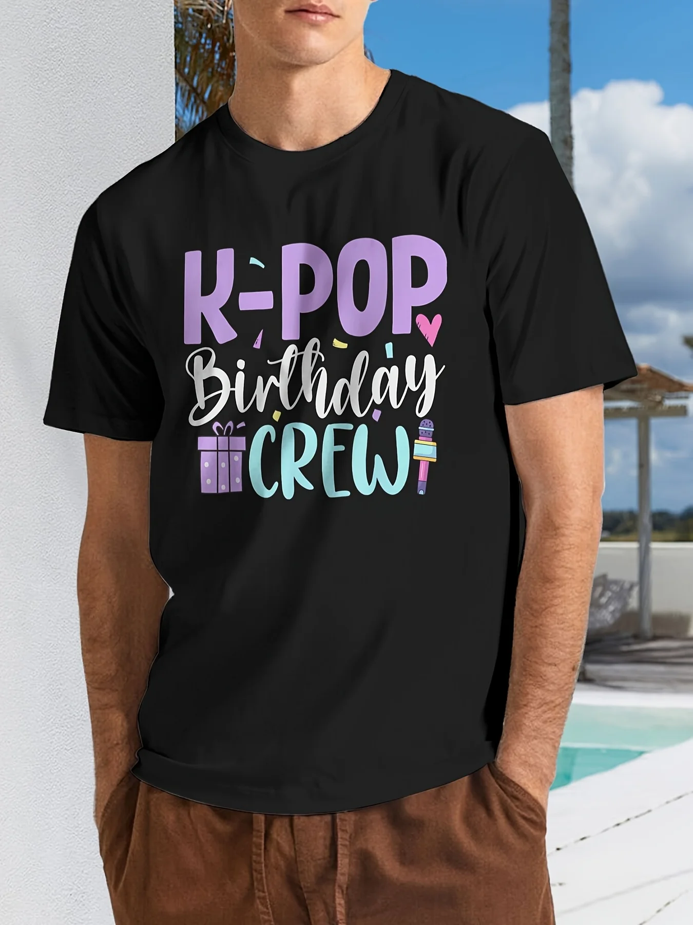K-Pop Birthday Crew Korean Pop Birthday Party T-Shirt Graphic Shirts for Men Male T-Shirt Graphic T-Shirts Vintage Graphic Tee Men'S Breathable Sweat-Wicking And Soft Suitable for Daily Commutes Lounging at Home And Casual Wear