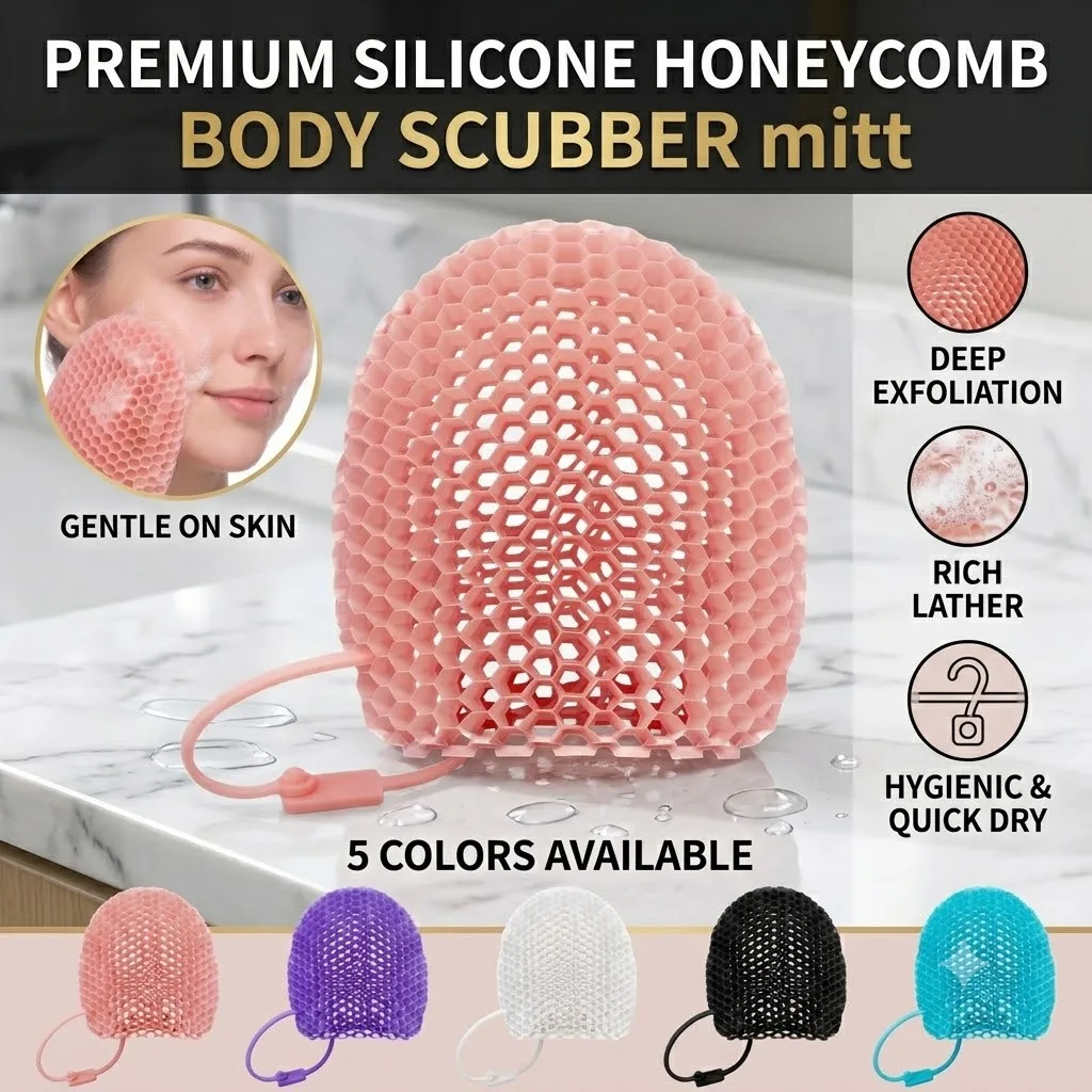 Soft Silicone Bath Glove Exfoliating Honeycomb Body Scrubber Deep Cleansing Shower Mitt Dead Skin Removal Massage Sponge