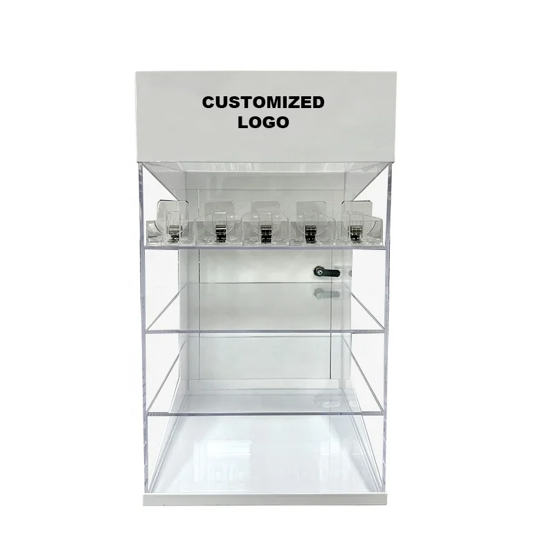 

Desktop Acrylic Tobacco Display Stand Retail Store Cigarette Push Display Case With Lock And Door