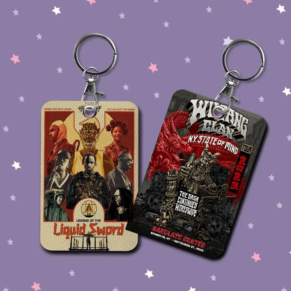 WU-T--TANG CLAN الفرقة 1 قطعة حافظة بطاقات الوصول حافظة بطاقات جلدية المفاتيح حلقة رئيسية باب الوصول العلامات حافظة بطاقات الهوية المفاتيح