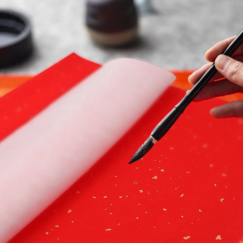 60Sheets Red Xuan Paper Blank Fu Character Paper for Spring Festival DIY Calligraphy Writing Luxury Thick Smooth Non-Bleeding
