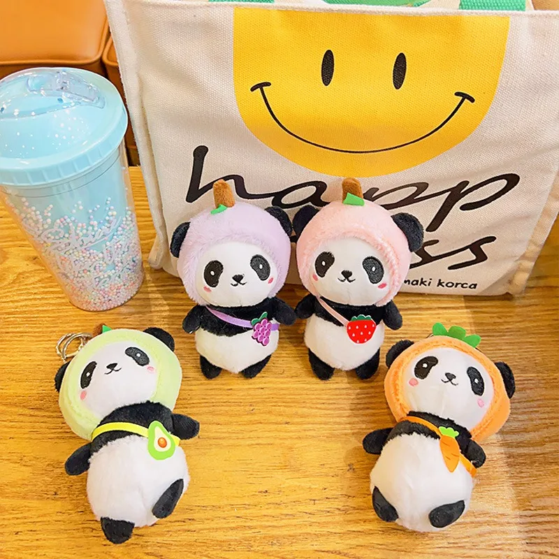 1PC Fruit Panda Plush Toy Cute Cartoon Backpack Pendant Doll Claw Machine Prize Wholesale Bag Charm Stuffed Animal Accessories