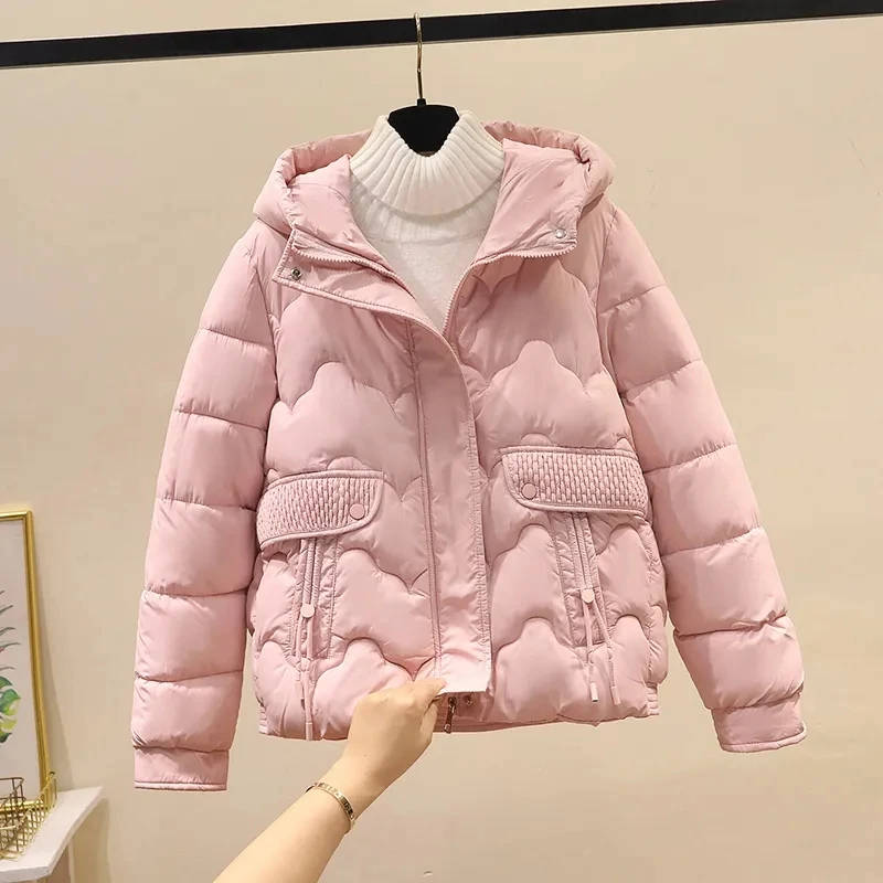 

2025 New Winter Down Cotton Jacket Cotton Coat Women's Short Style Western style Hooded Loose Thick Cotton Coat Bread Coat