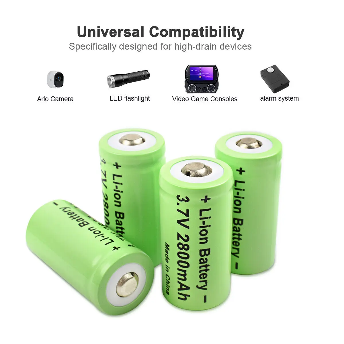 2800mAh Rechargeable 3.7V Li-ion 16340 Batteries CR123A Battery For Arlo Security Camera For 16340 CR123A Battery