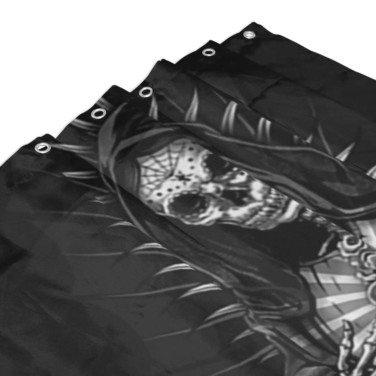 

Santa Muerte Spanish Holy Death 4 Shower Curtain Bathroom Polyester Waterproof Bath Curtains with Hooks