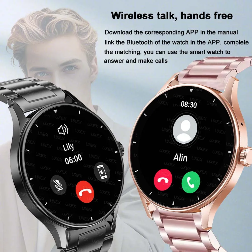 الأصلي ساعة Smartwatch النساء 1.55 بوصة HD بلوتوث دعوة الصحة تتبع شحن لاسلكي الساعات الرجال هدية الكريسماس الأعمال