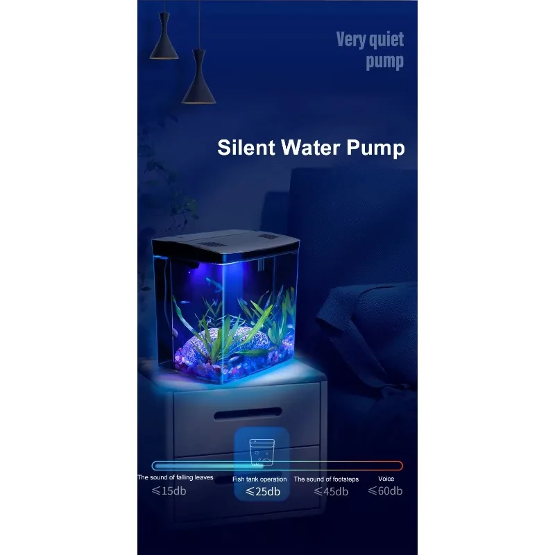 Mini Square Desktop All-in-One Fish Tank Eco-Friendly and Durable PC Aquarium Tank Without Water Replacement