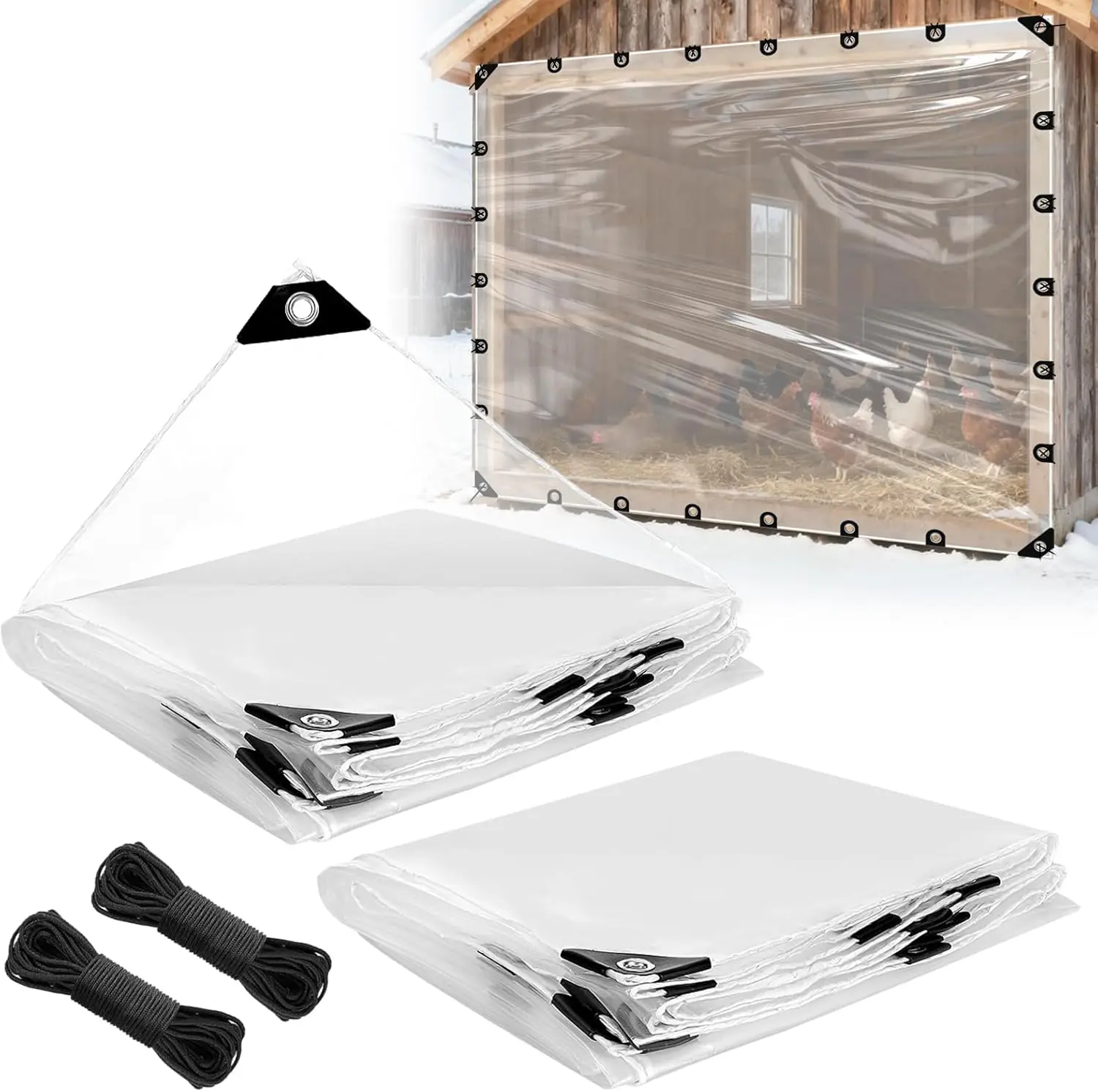 

Прочный прозрачный тент 10x12 футов, водонепроницаемый и ветрозащитный, для теплиц и садовых покрытий - 2 шт.