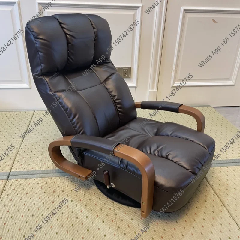 C68 Floor Swivel Recliner Chair 360 Degree Rotation Living Room Furniture Modern Japanese Design Leather ArmChair Chaise Lounge