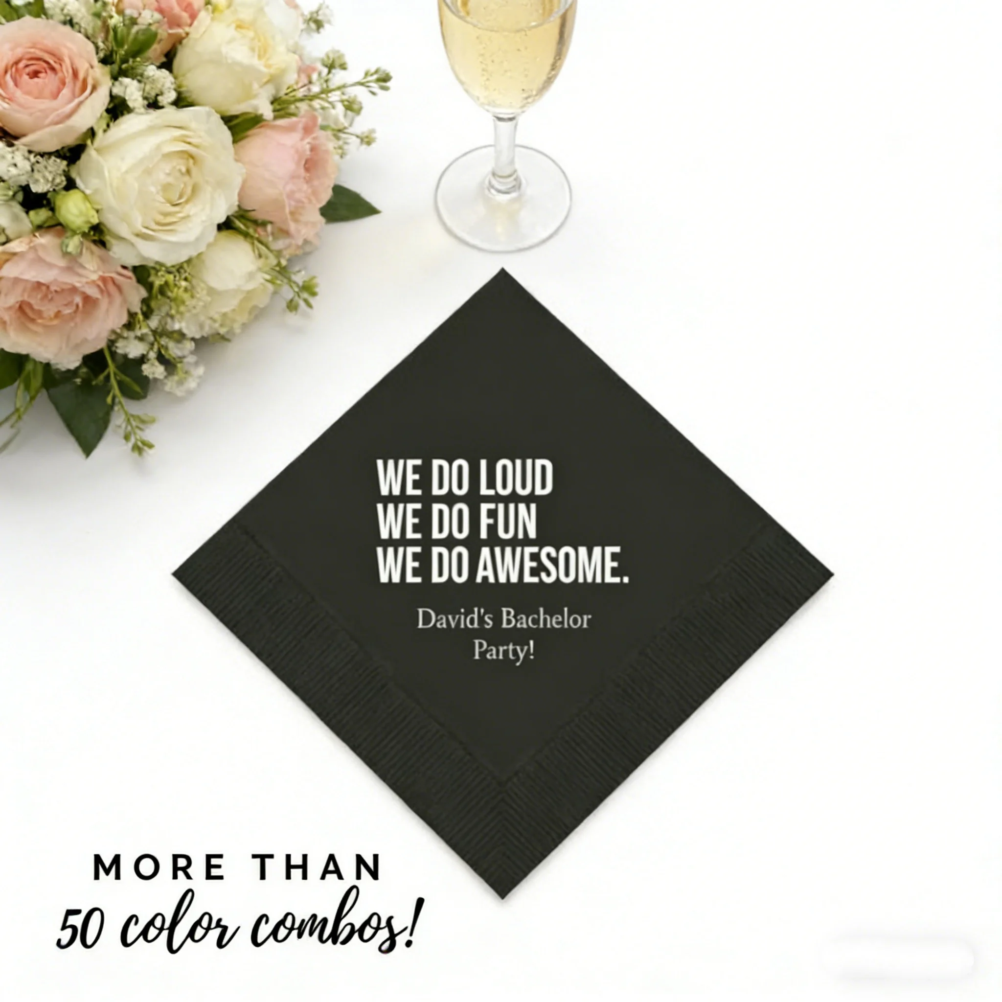 

50 шт. персонализированных салфеток унисекс для дня рождения и свадьбы, с дизайном «We Do Awesome», 50 штук, салфетки для коктейльной вечеринки