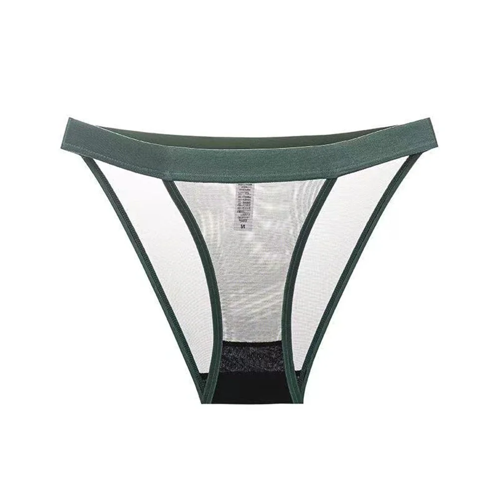 Женские бесшовные трусики с широким покрытием, сетчатые прозрачные трусики, сексуальное кружевное нижнее белье с низкой талией, облегающие прозрачные трусики, эротическое белье
