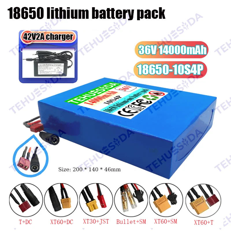 Brand New 18650 36V 10S4P Square 42V 14Ah Scooter Moped Power Lithium Battery Pack Built-in BMS Commuter Tool