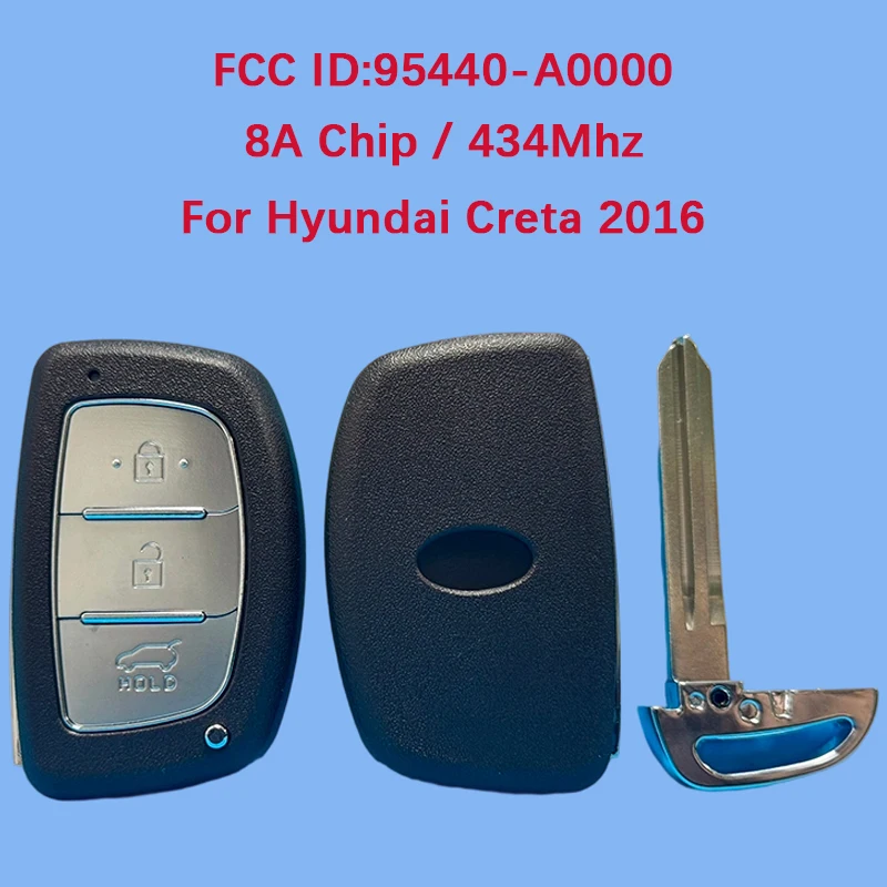 

CN020152 Aftermarket 3-кнопочный смарт-ключ с дистанционным управлением, чип 8А, 433 МГц, FCC ID 95440-A0000, без ключа для Hyundai Creta 2016