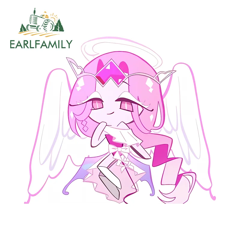 EARLFAMILY for Cookie Run Kingdom Pink Cookie Car Stickers Popular Cartoon Personality Creative Decoration Practical Car Decor