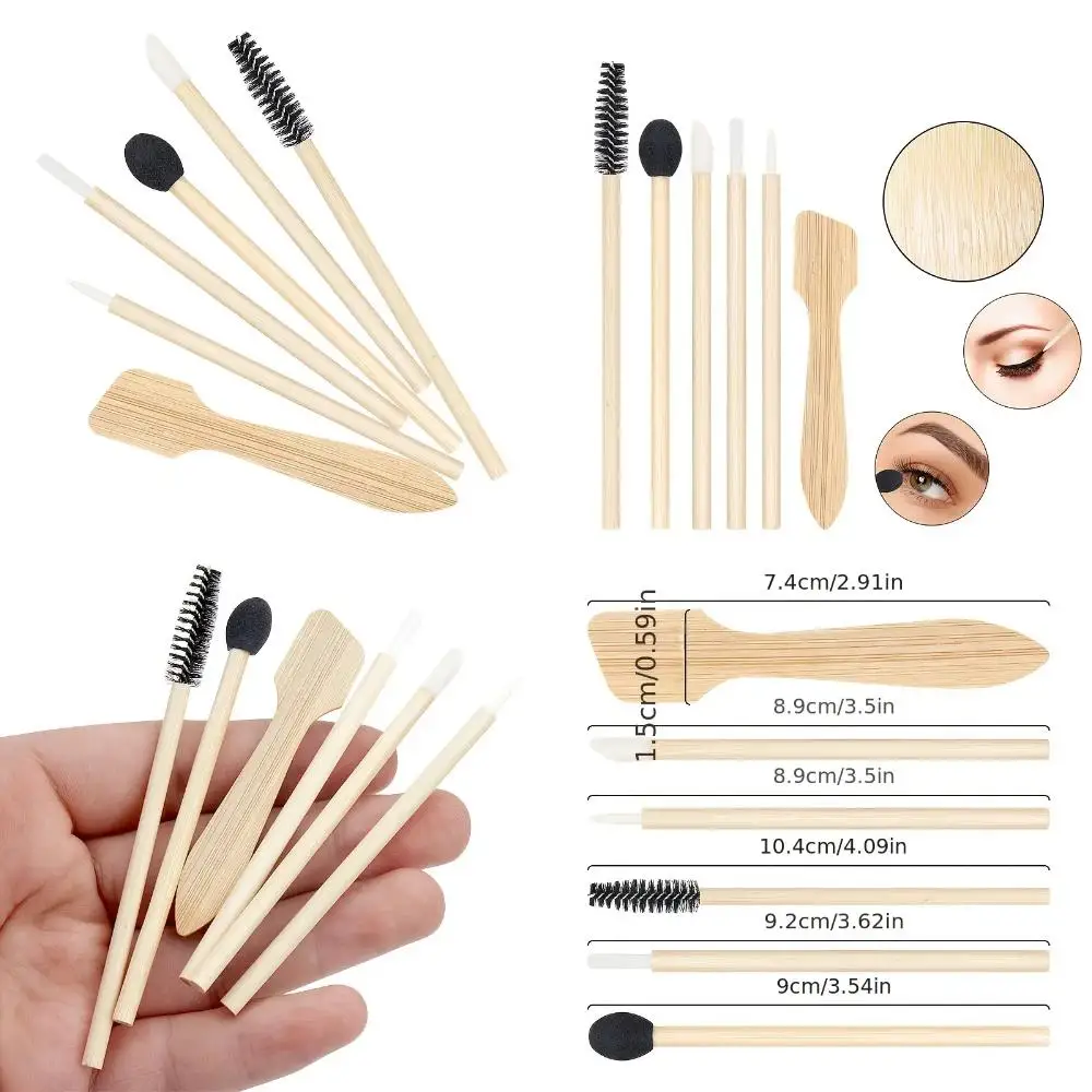 Six-piece Bag Packaging Portable Bamboo Handle Makeup Brushes Set Professional Cosmetics Brush Kits Foundation Eyeshadow Brushes