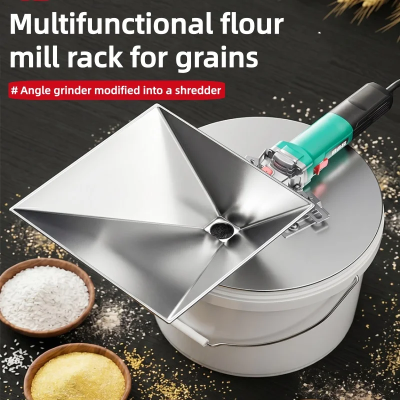 Stainless Steel Feed Hopper for Angle Grinder Modified Grain Grinder DIY Corn Wheat Beans Grinding Funnel