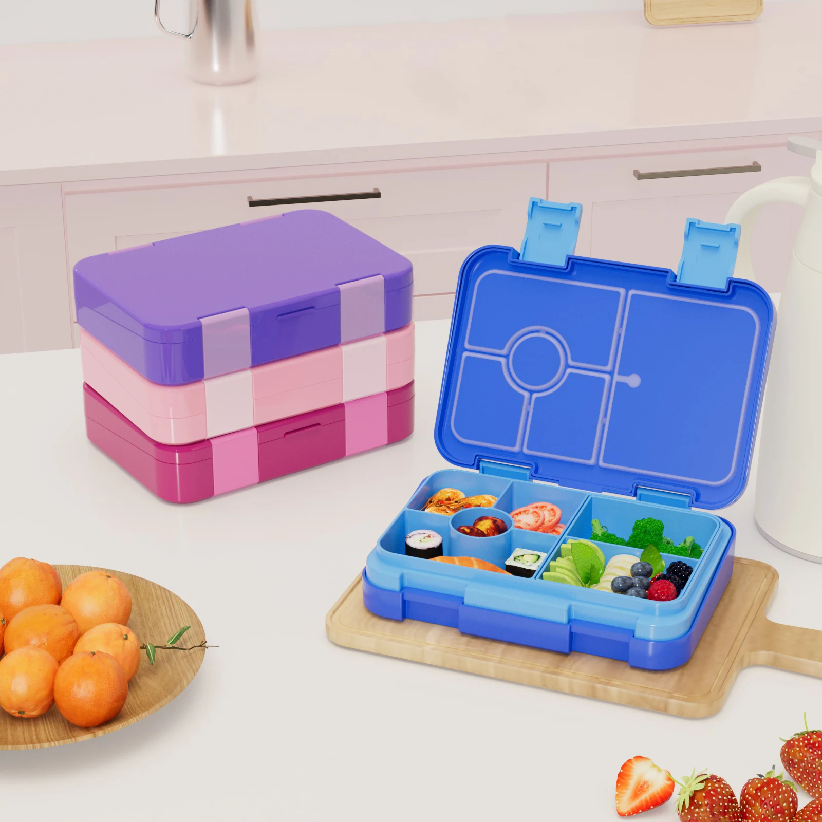 Entzückende Kinder-Lunchbox für Studenten, mikrowellengeeignet, Reise-Bento-Box, Halloween-Behälter, tragbar, auslaufsicher, Obstsalat, Bento-Box – Detail 11
