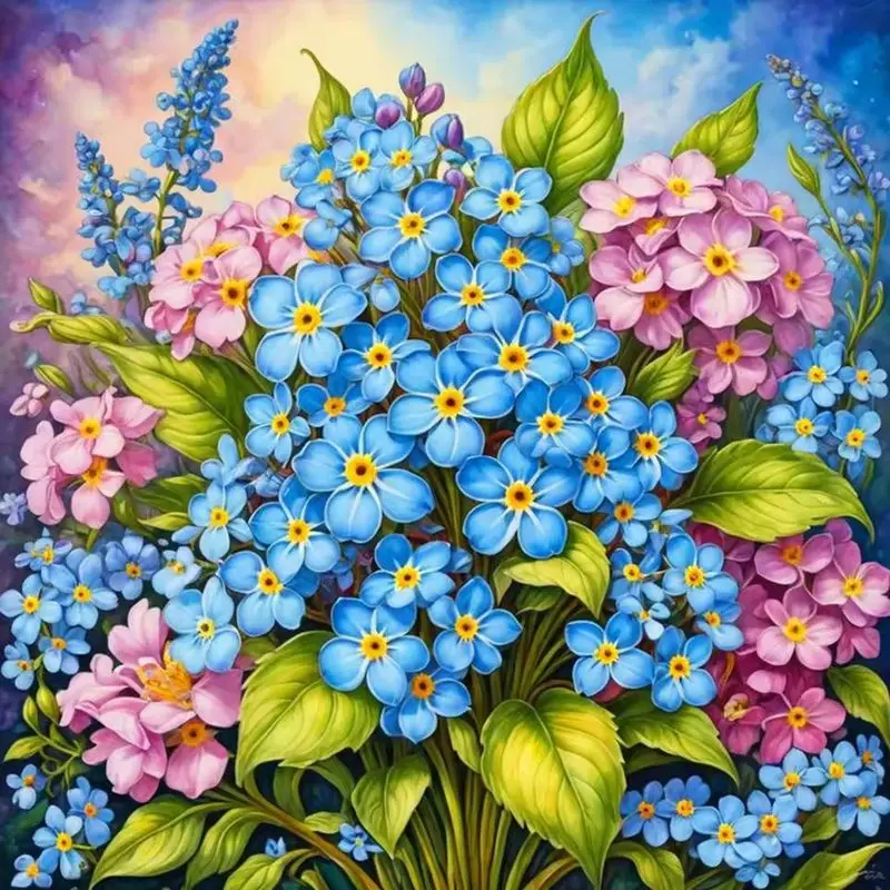 

CHENISTORY 5D DIY Diamond Embroidery Blue Flowers Full Square Diamond Painting Cross Stitch Handmade Gifts Home Decor
