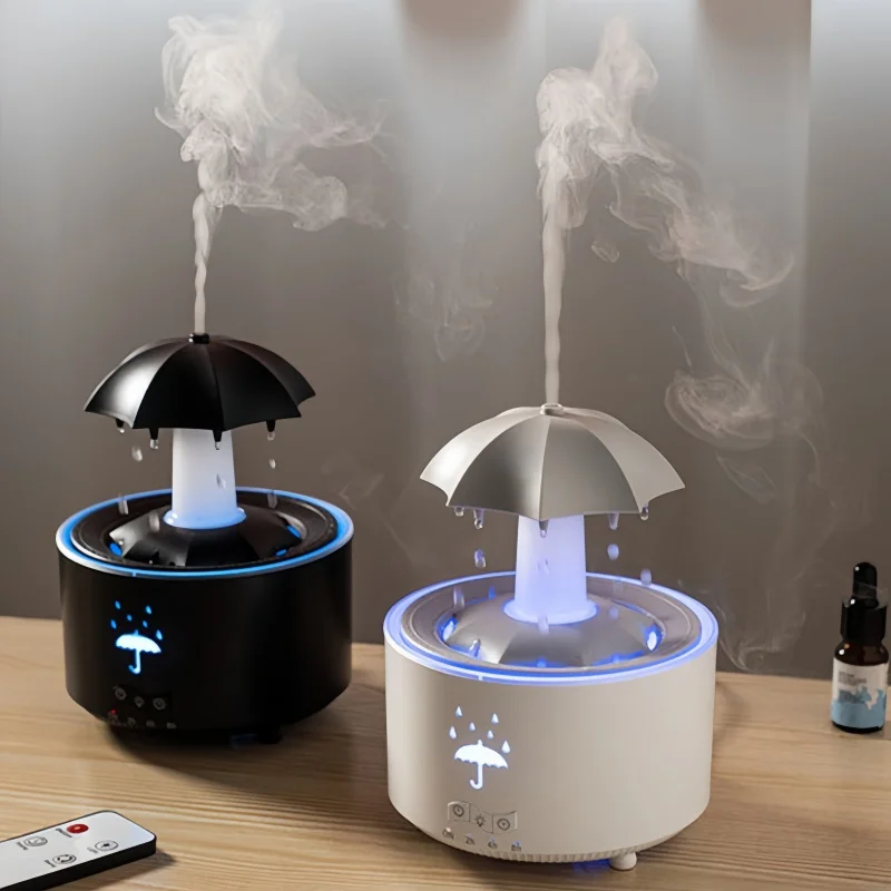 

Rotating Umbrella Water Drop Air Humidifier with Colourful Night Lights Mute Spary Home Essential Oil Aroma Diffuser Humidifier