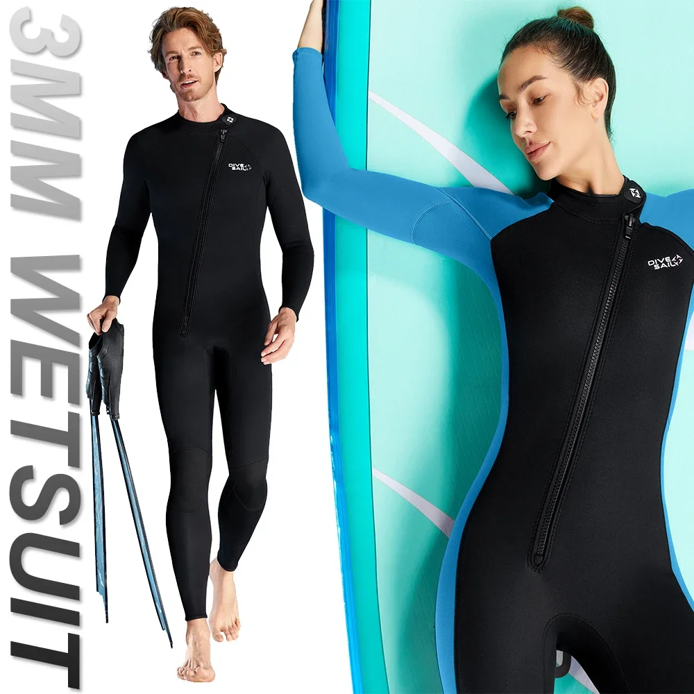 

Wetsuit Men's 3mm Neoprene Thickened Coldproof One-piece Wetsuit Women's Snorkeling Surfing Winter Swimming Suit