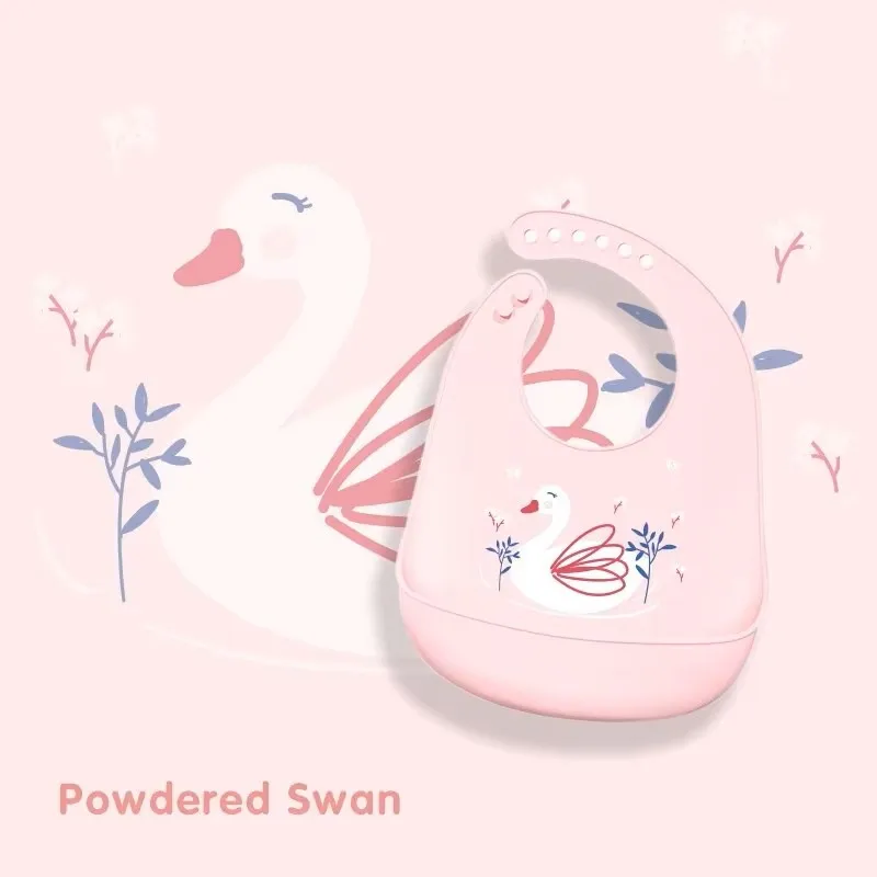 ‌Waterproof Silicone Baby Bibs – Adjustable & Cute Printed Design for Girls & Boys, Soft Leak-Proof Feeding Bibs, BPA-Free & Dis