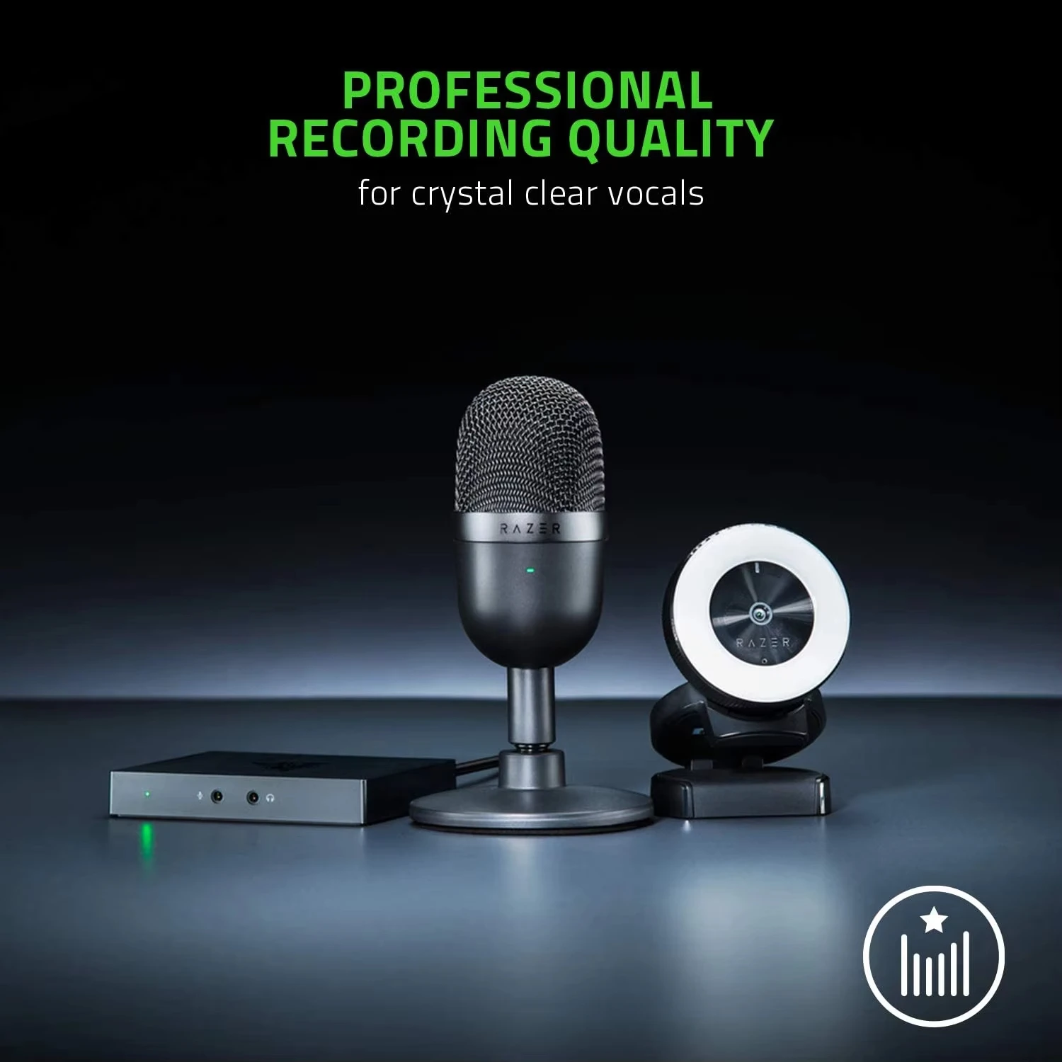 ميكروفون Razer Seiren Mini USB مكثف، ميكروفون بث مدمج للغاية مع نمط لاقط فائق القلب