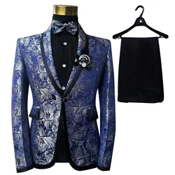 88 Men's Tuxedo Suit Gorgeous Printed Banquet Wedding Groom Suit