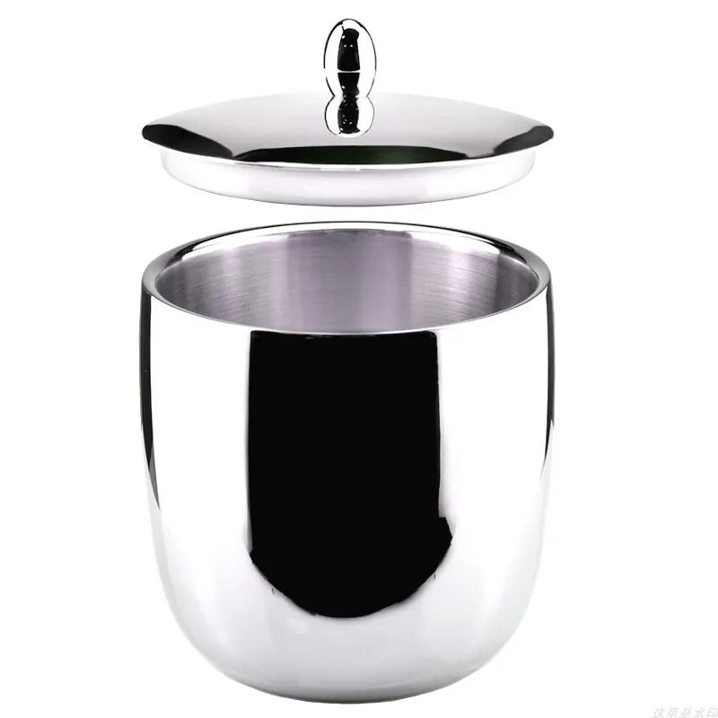 Glossy high-grade double-layer cold insulation thickened 304 stainless steel ice bucket bar KTV household stall ice bucket beer