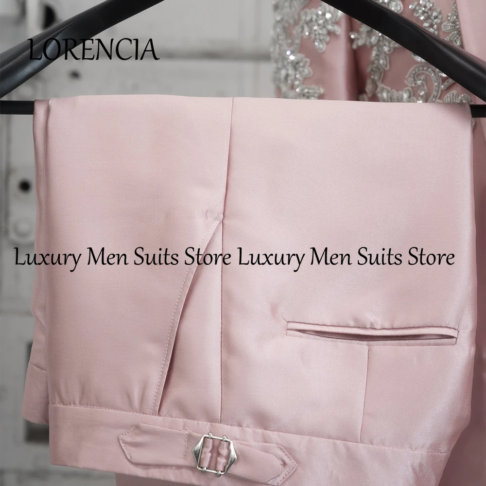 Slim Fit Crystal Suits for Male 2 Piece Sparkly Rhinestone Groom Tuxedos Wedding Wear Customized Blazer Pants roupas masculinas