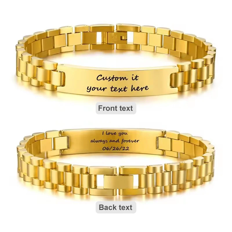 Personalisierte Gravierbare Edelstahl-ID-Armbänder für Männer Individuell Gravierbare Namensschild-Identitäts-ID-Armbänder für Ihn 19-21CM – Detail 14