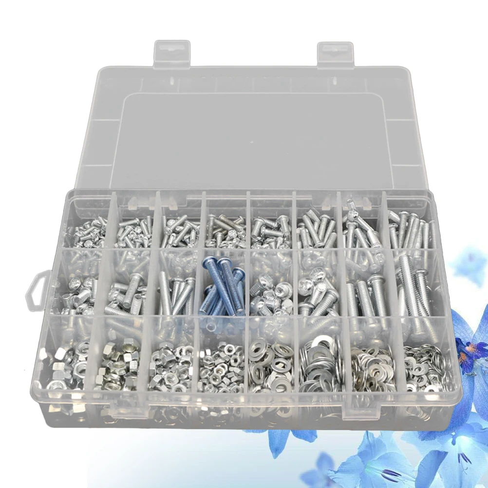 

Screw Set Box Nuts Washers Bolts Tools DIY Accessories Flat Round Head Hardware Fasteners Storage Case Automotive Home