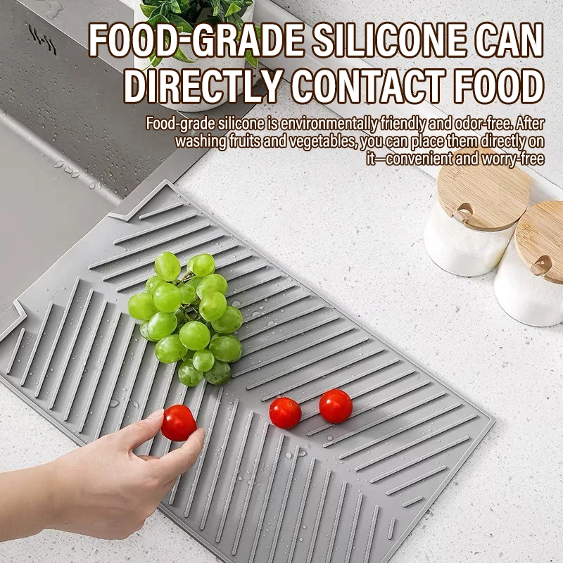 1PC Non-Slip Silicone Kitchen Drain Mat Multi Drying Pad for Dish Heat-Resistant Tableware Coaster Household Kitchen Utensils