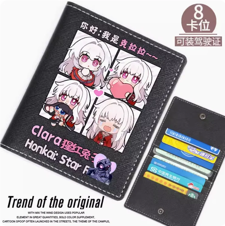 Anime Honkai: Star Rail Clara Fashion Wallet Pu Portemonnee Case Multi Card Hasp Geld Bag Cosplay Cadeau B111