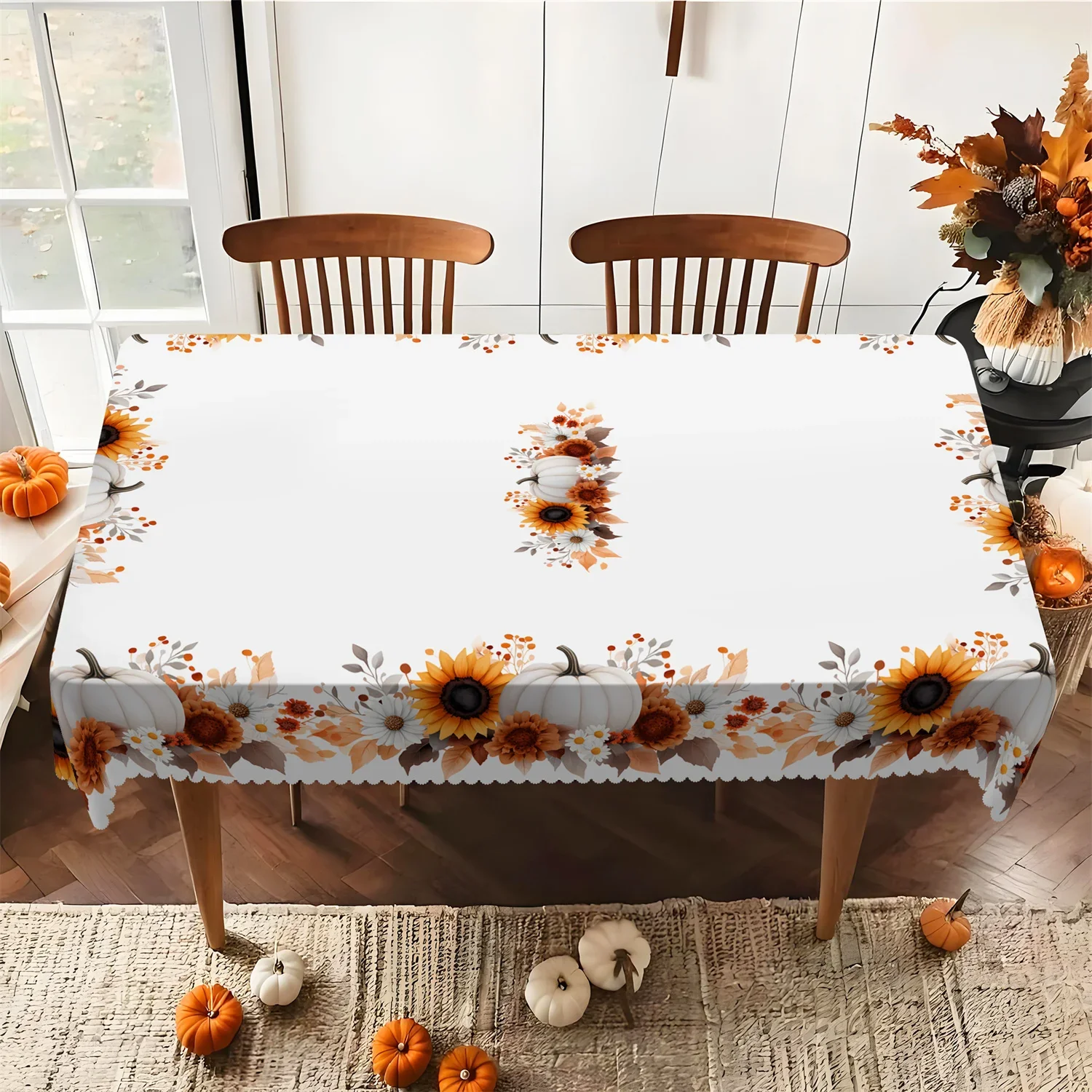 A set of pumpkin flower fruit autumn tablecloth (per set) suitable for Thanksgivingxzj