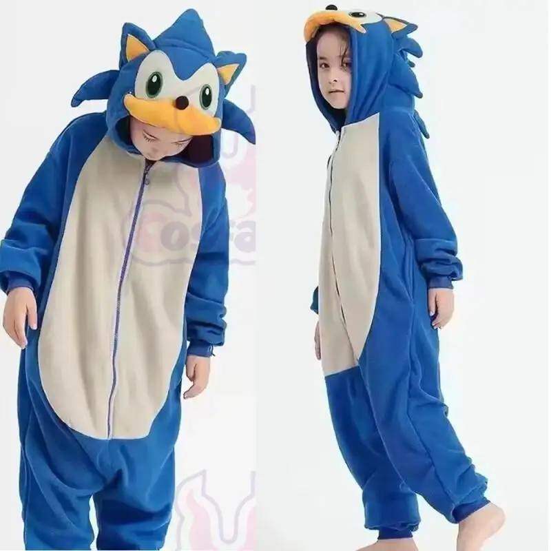 Nuevo Egel Onesie pijama erizo Sonic Onesie niños pijama Coral polar dibujos animados Jumpusuit ropa de dormir Otoño Invierno franela casa Clo