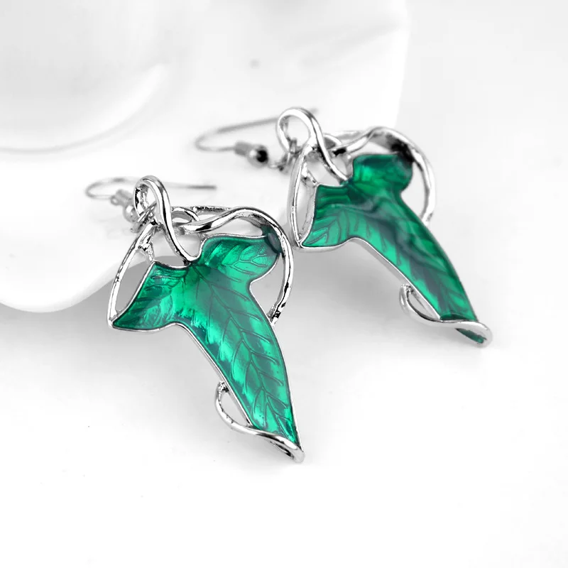 Hot Movie Green Leaf Earring Arrwen Evenstar Drop Earrings Elfstone Elessar Elf Princess Crystal Fashion Jewelry