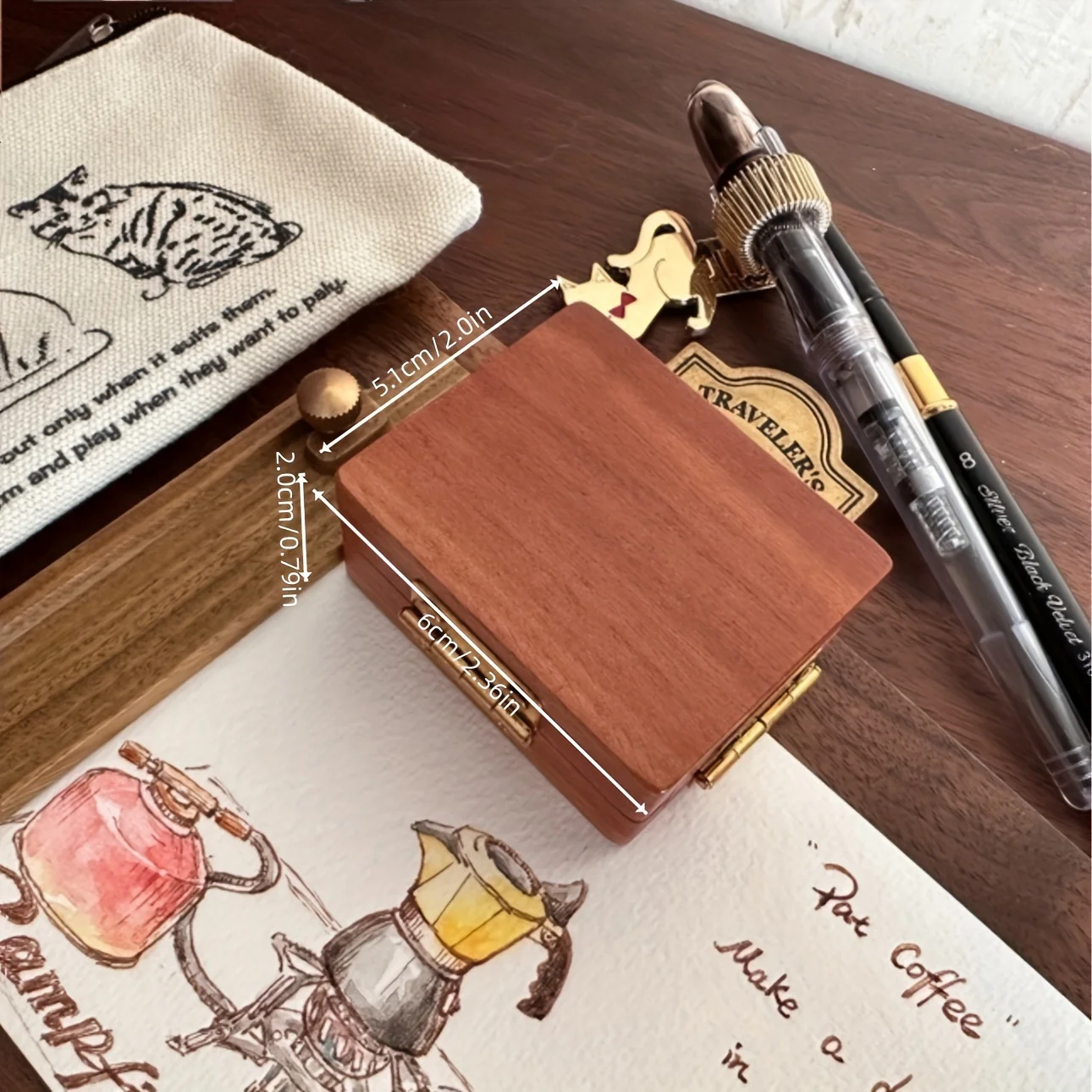 INS-Style Holz-Malbox Zusammenklappbare Aquarell-Malbox für Outdoor-Malerei Retro-Holz-Pigmentbox mit Gratis-Messingklammern – Detail 4