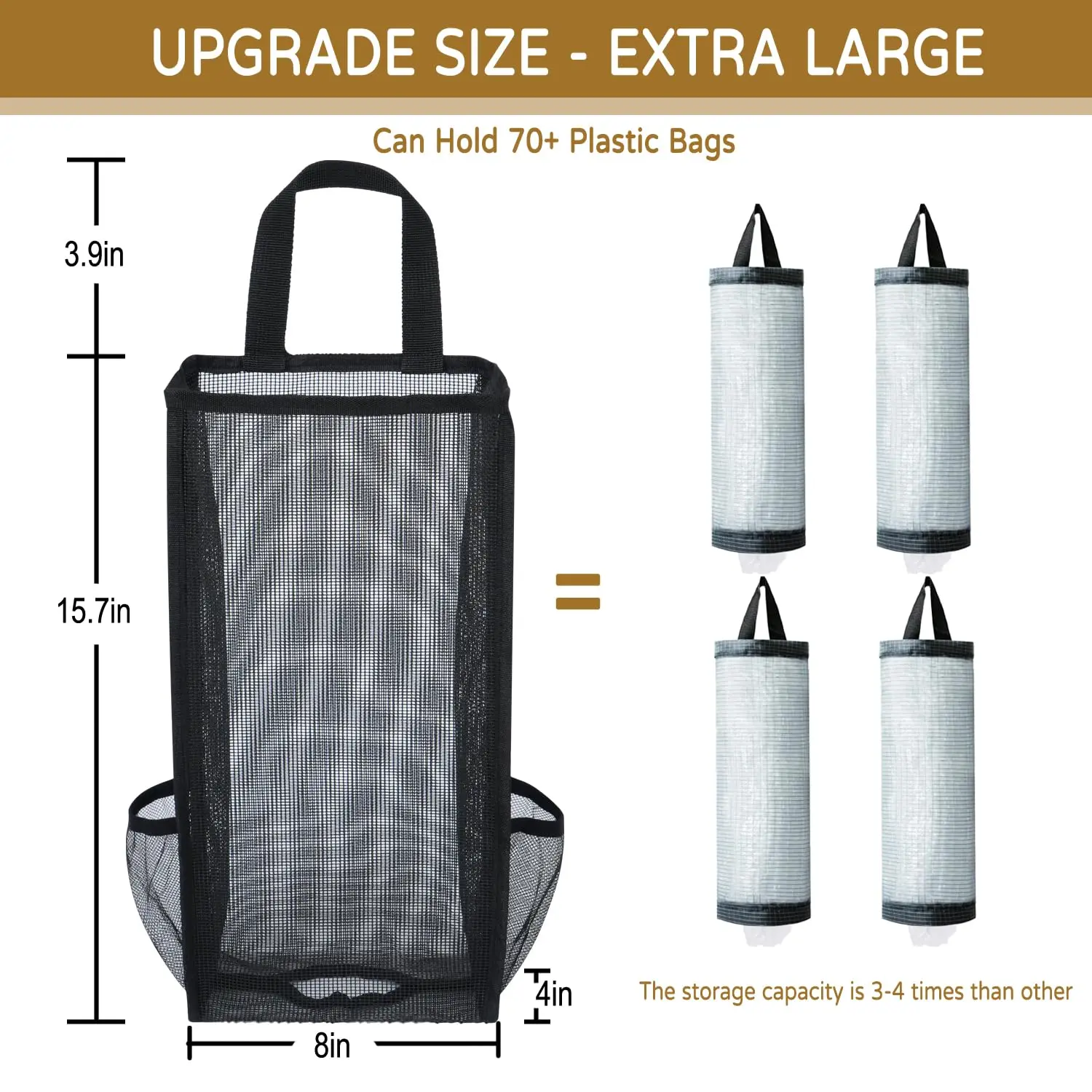 

Nice Plastic Bag Holder, Large Capacity Grocery Bag Holder, Breathable Mesh Plastic Bag Holders For Grocery Bags Storage