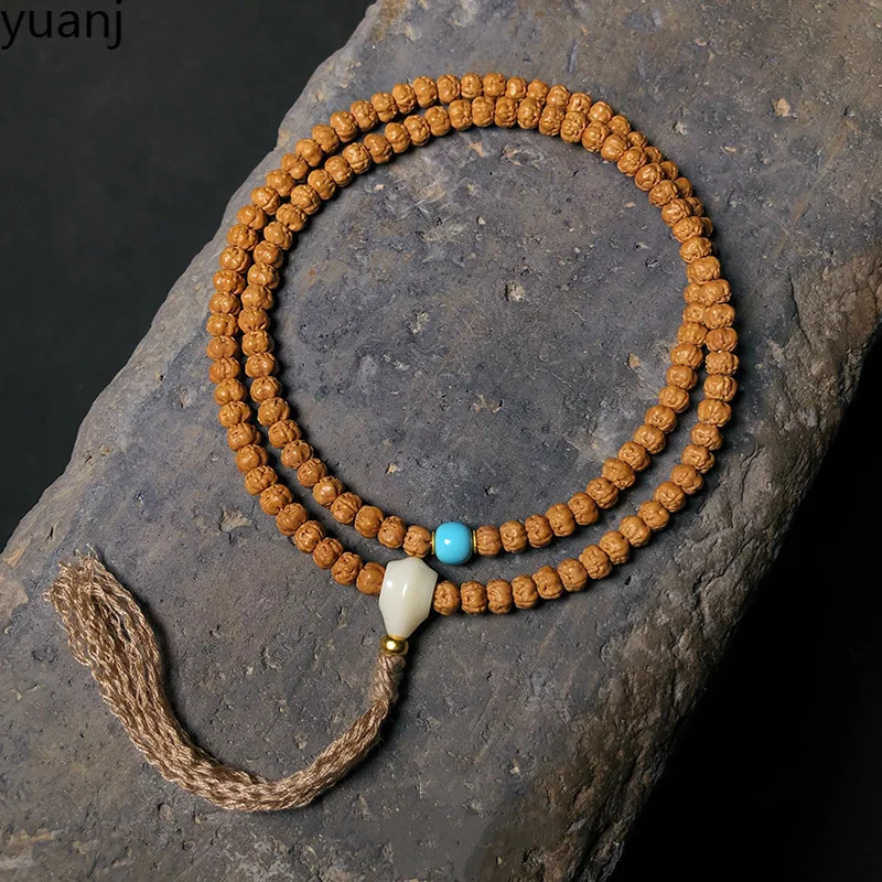 Small King Bodhi 108 Beads Natural Seed Short Pumpkin Bracelet