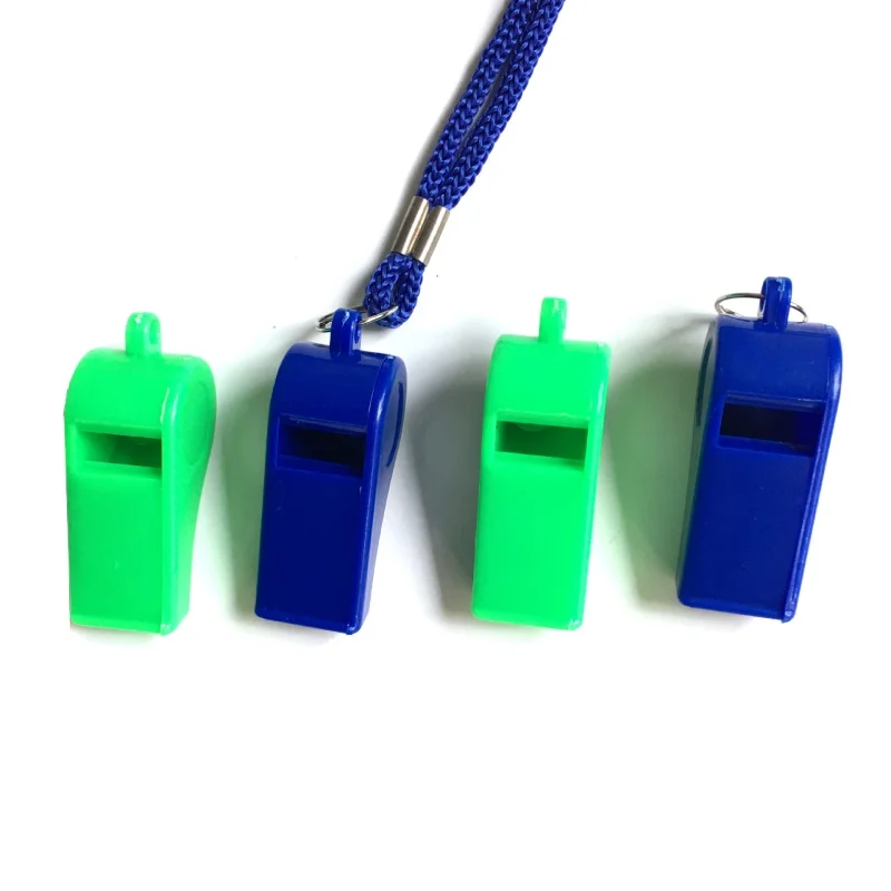 สีสุ่มพัดลมเชือกนกหวีดกลางแจ้ง High Pitched Survival First Aid นกหวีดบาสเกตบอลฟุตบอล Court ผู้ตัดสินกีฬานกหวีด