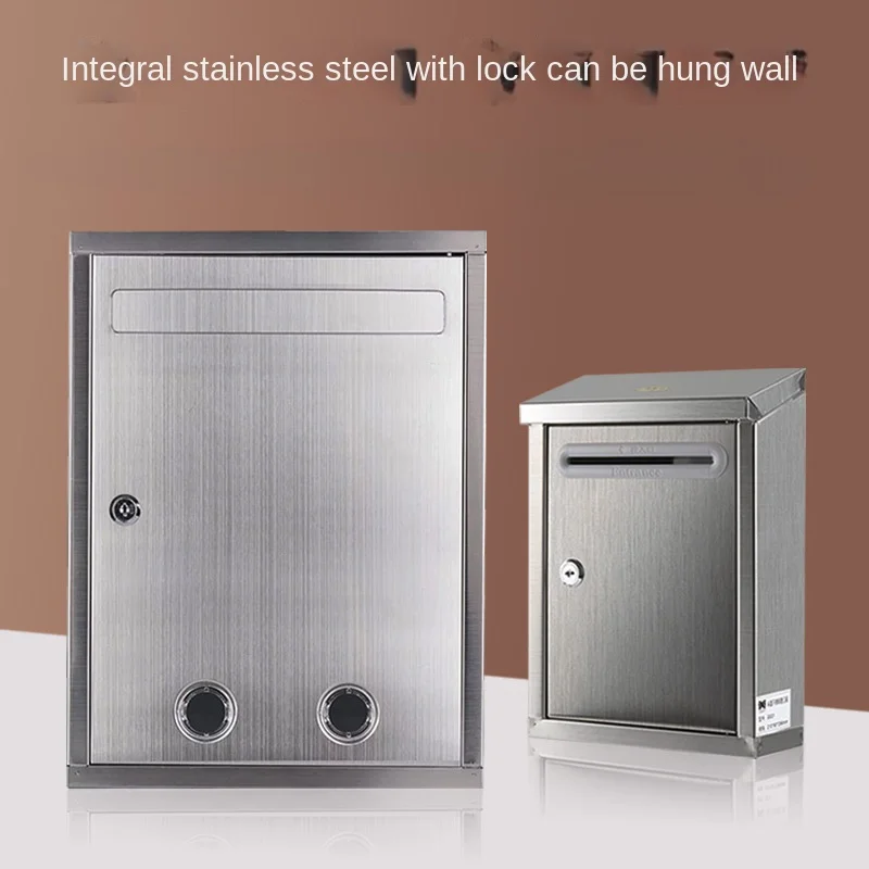 Outdoor large stainless steel message box, email suggestion box with lock, report box, outdoor wall hanging waterproof