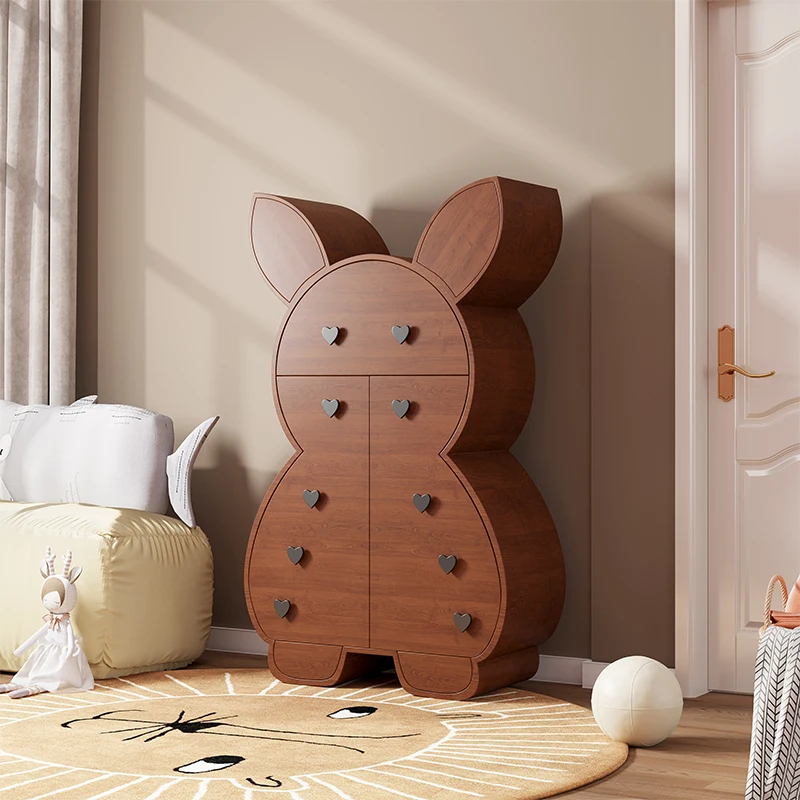 

Antique style solid wood rabbit wardrobe, light luxury children's creative design storage cabinet, storage cabinet, home bedroom