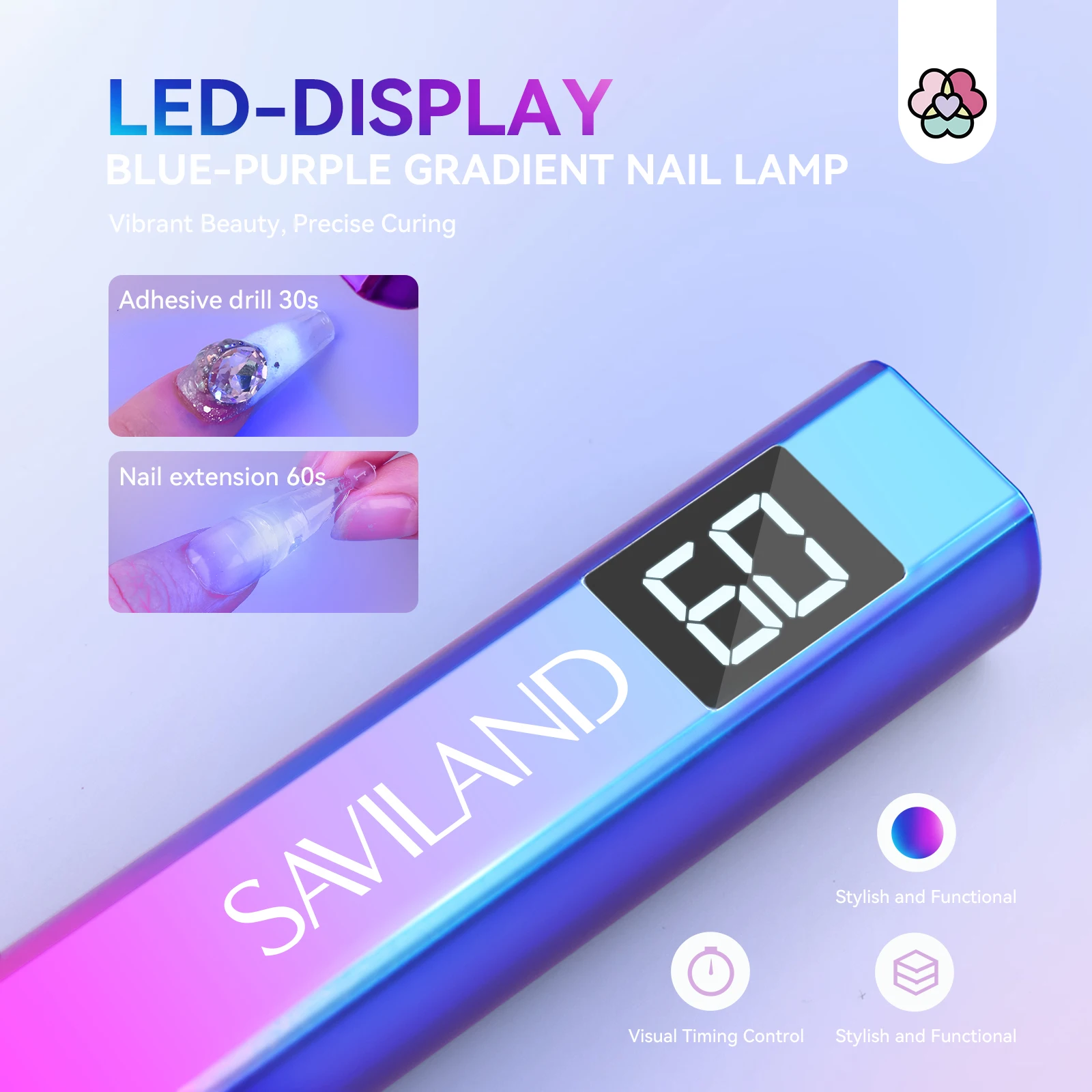 SAVILAND Handheld Nail Dryer Lamp Mini UV LED Light for Nail Curing All Gel Polish Quick Dry USB Nail Dryer Nail Art Tools