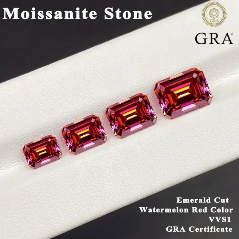 

Высокое качество изумрудной огранки муассанит арбуз красный цвет VVS1 искусственный драгоценный камень для изготовления ювелирных изделий своими руками с сертификатом