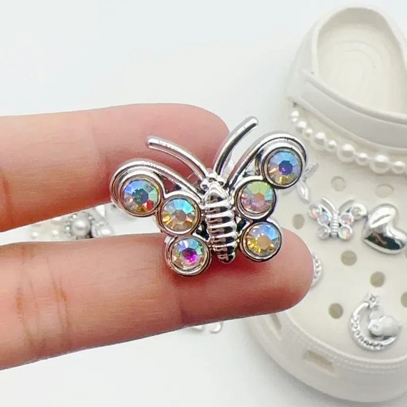 New Fashion Shoe Charms for DIY Rhinestone Pearl Metal Decoration Buckle for Hole Shoe Charm Accessories Kids Party Girls Gift